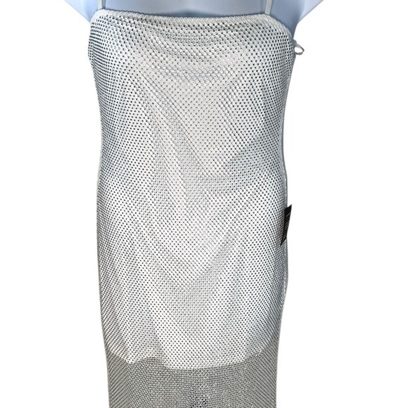 Lulu's Silver Mesh Overlay Dress Size L - Picture 5 of 5